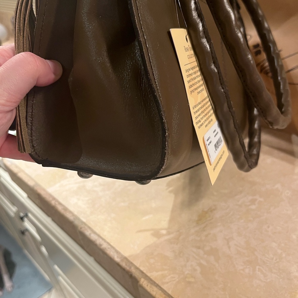 Patricia Nash Rienzo Rose Tooled Satchel Mushroom color - Picture 15 of 16